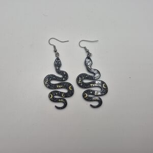 Black Celestial Snake Earrings